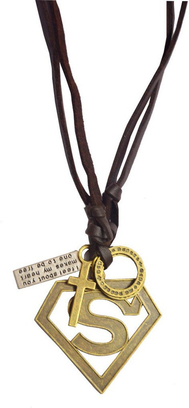 Men Style Cross Superman Adjustable Debossed Brown Dog Tag