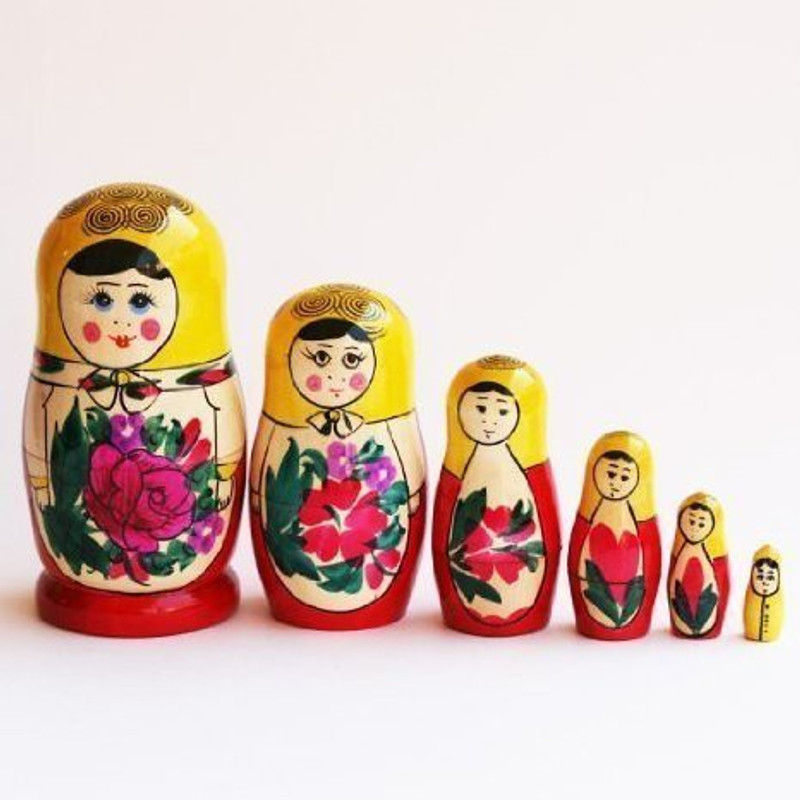 russouvenir in Russia Semenov Wooden Russian Nesting Dolls Matryoshka, Stacking Nesting Dolls 6 Pieces, 5"(Multicolor)