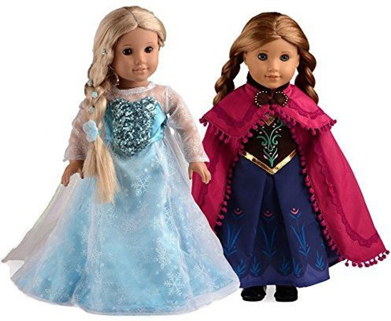 sweet dolly Dolly Elsa and Anna Princess Costumes For 18 Inch American Girl Doll(Multicolor)
