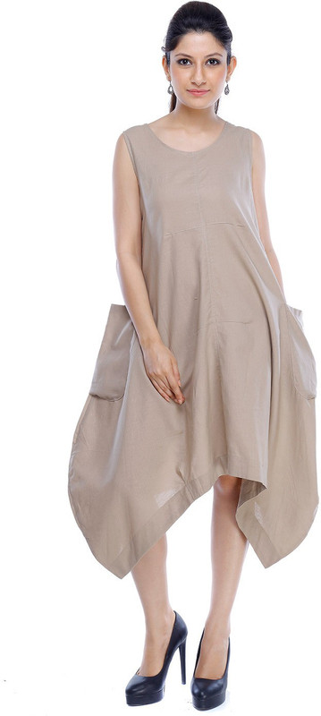 Indians E Fashion Women A-line Beige Dress