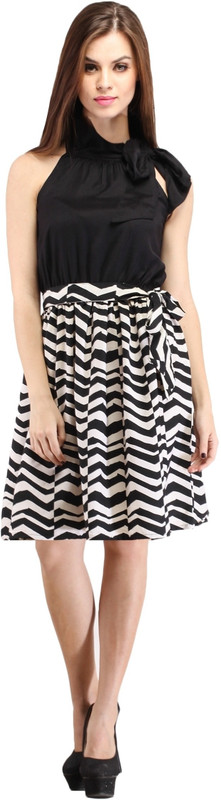 Cottinfab Womens Gathered White, Black Dress RS.1749 (73.00% Off) - Flipkart