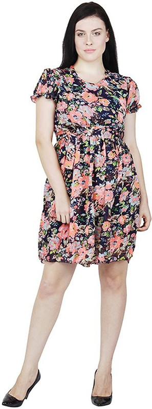 shyammc Women Fit and Flare Multicolor Dress