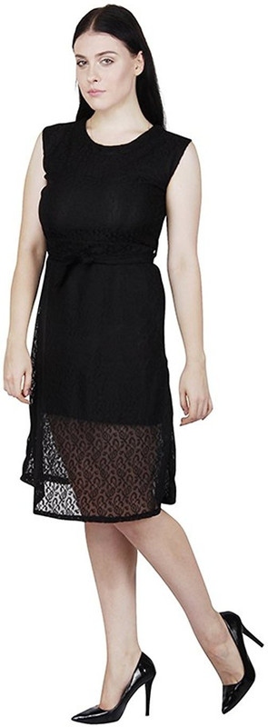 shyammc Women Fit and Flare Black Dress