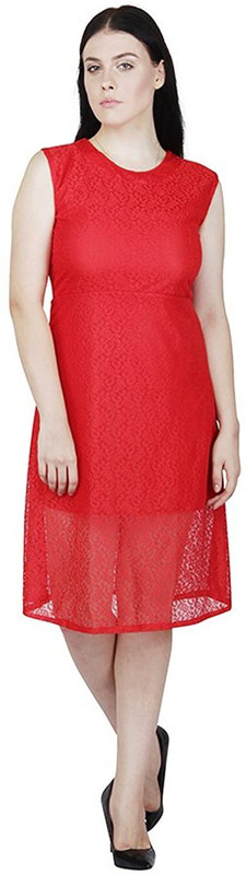 shyammc Women Fit and Flare Red Dress