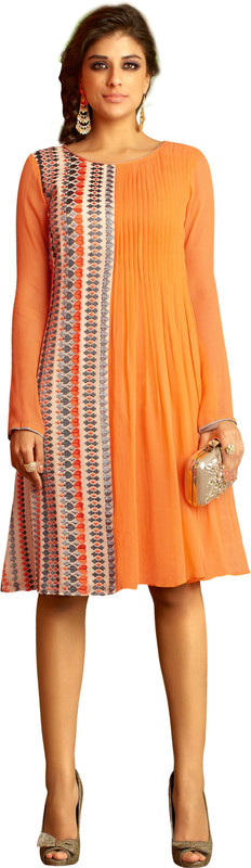 Eternal Women Fit and Flare Orange Dress