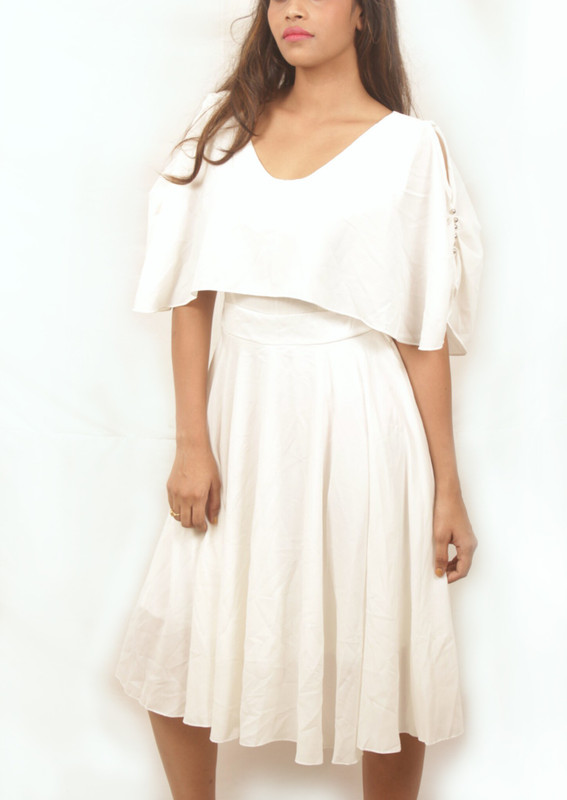 Sevenbands Women A-line White Dress