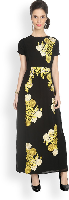 Eternal Women Maxi Black, Yellow Dress