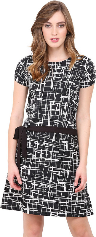 Trend Arrest Women A-line White, Black Dress