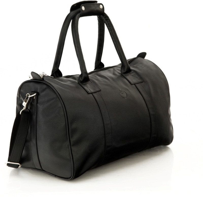 Mboss Sleek Faux leather Unisex Black Small Travel Bag - Medium(Black)