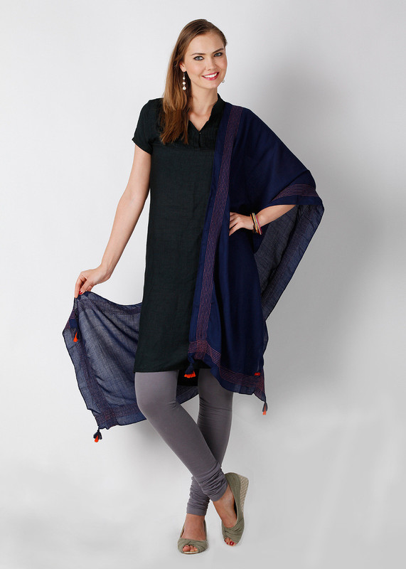 W Cotton Blend Solid Women Dupatta