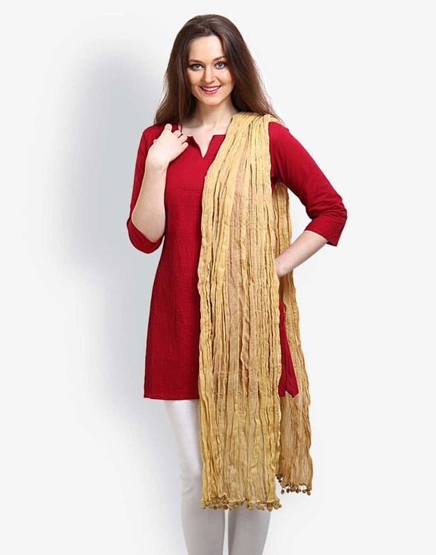 Javuli Cotton Blend Solid Women Dupatta