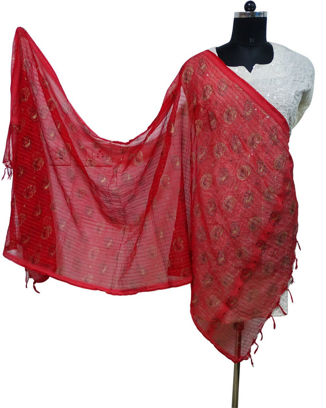 Toygully Cotton Blend Printed, Geometric Print Women Dupatta