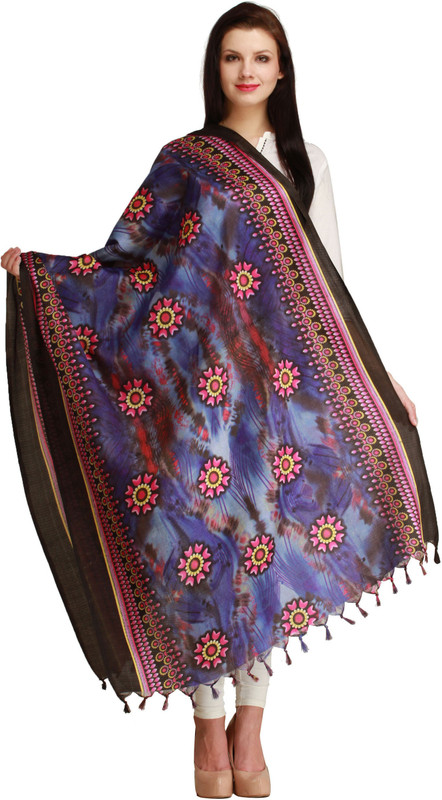 Aksara Art Silk Floral Print Women Dupatta