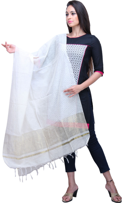 Kanheyas Cotton Blend, Poly Chanderi Solid Women Dupatta