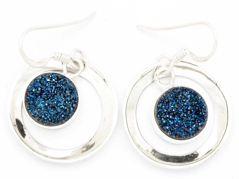 YugshaJewels Titanium Drusy Sterling Silver Drops & Danglers