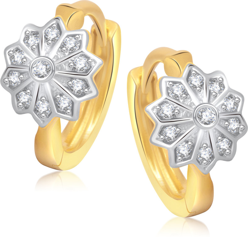 VK Jewels Daisy Flower Cubic Zirconia Alloy Huggie Earring