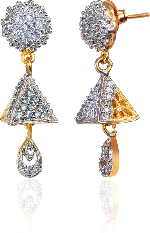 Alysa Aamolika Cubic Zirconia Brass, Alloy, Silver Jhumki Earring