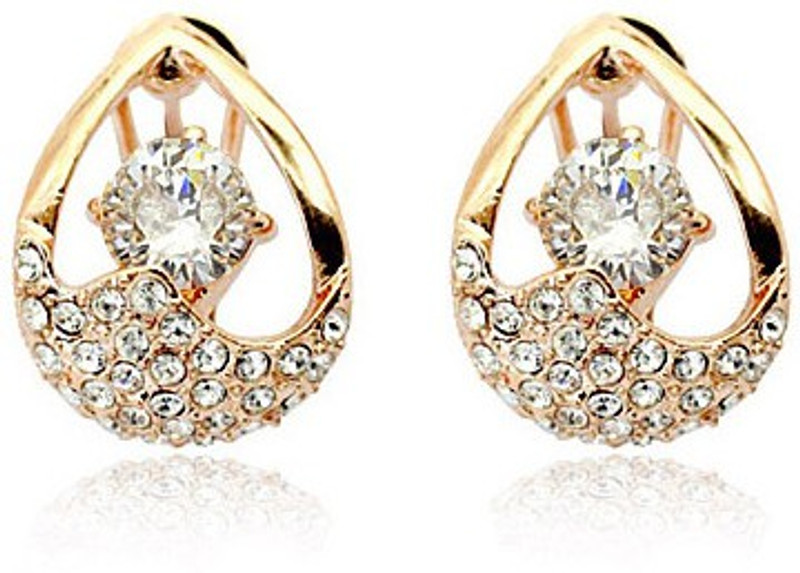 Silver Shoppee Golden Bling Cubic Zirconia Alloy Stud Earring