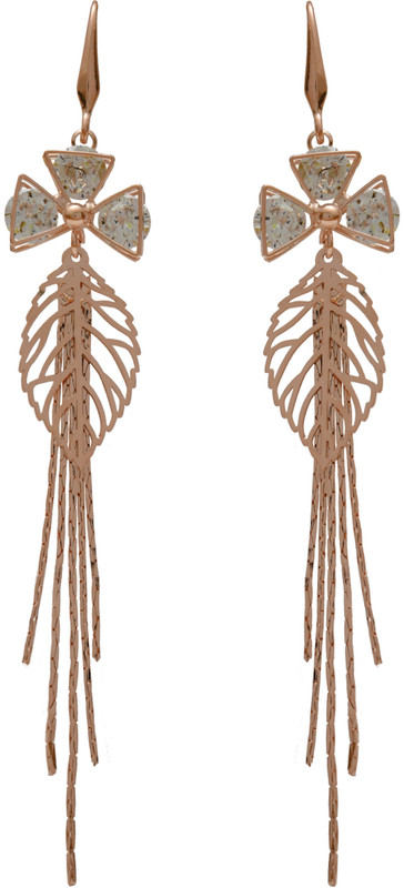 High Trendz Rose Gold With Three Stud Cubic Zirconia Alloy Drops & Danglers