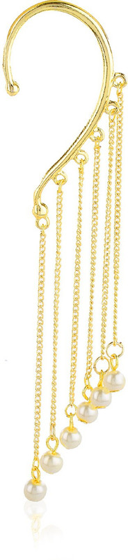 Moedbuille Pearl Encrusted Golden Alloy Cuff Earring