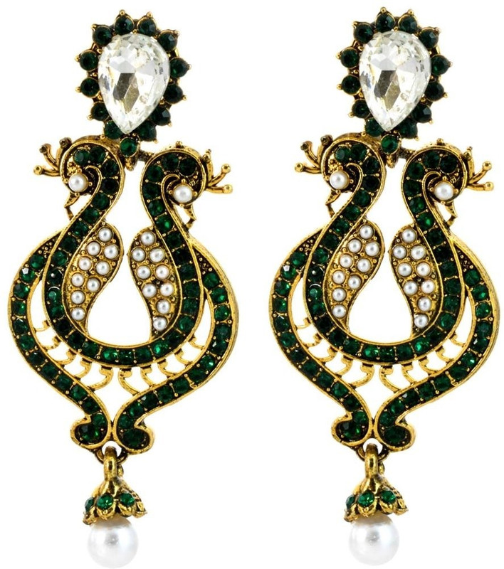 YugshaJewels Sparkling Cubic Zirconia Brass Drops & Danglers