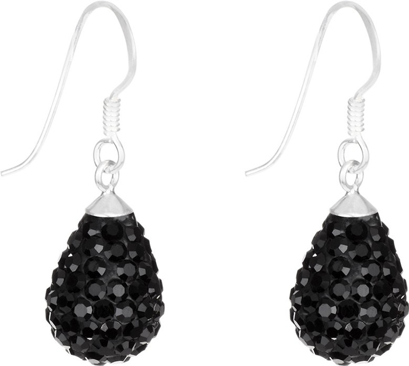 1976 Jewels Black Diamond Swarovski Crystal Sterling Silver Drop Earring RS.1999 (72.00% Off) - Flipkart