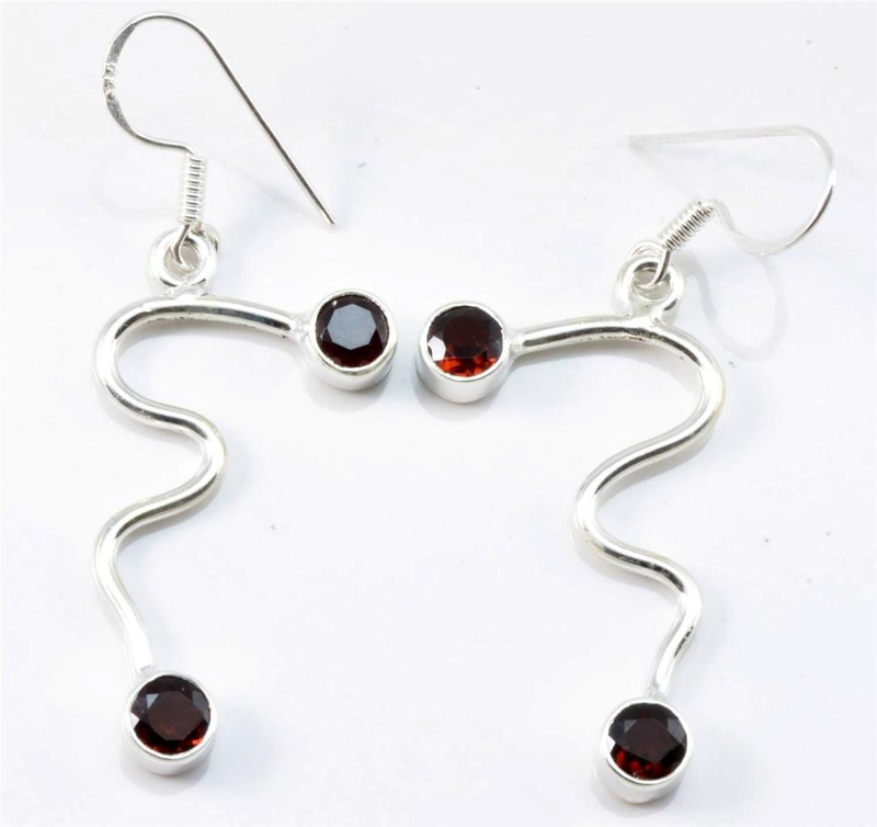 YugshaJewels Sparkling Red Garnet Garnet Sterling Silver Drops & Danglers