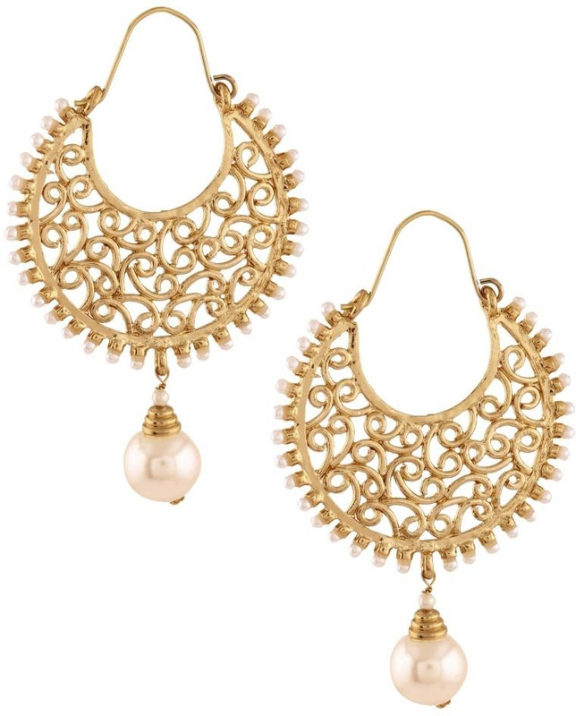 the jewelbox Filigree Chaand Pearl Bali Copper Hoop Earring