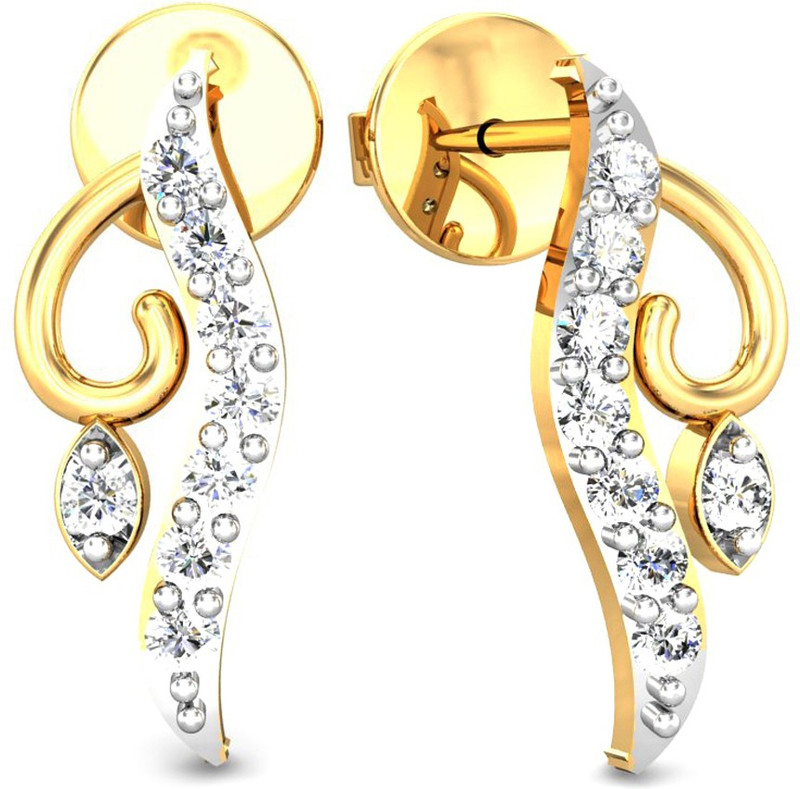 Samaira Gem and Jewelery Love Forever Yellow Gold 14kt Swarovski Crystal Stud Earring