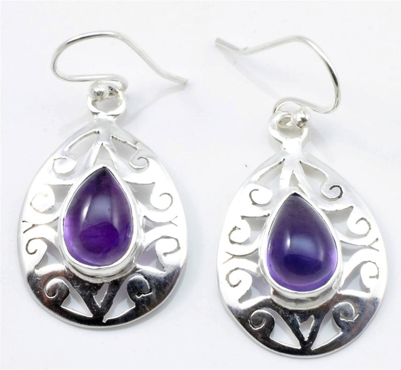 YugshaJewels YJE-29 Amethyst Silver Drops & Danglers