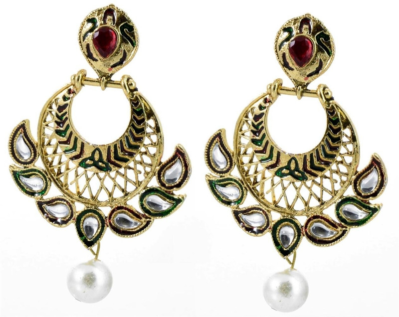 YugshaJewels Sparkling Imitation Cubic Zirconia Brass Drops & Danglers