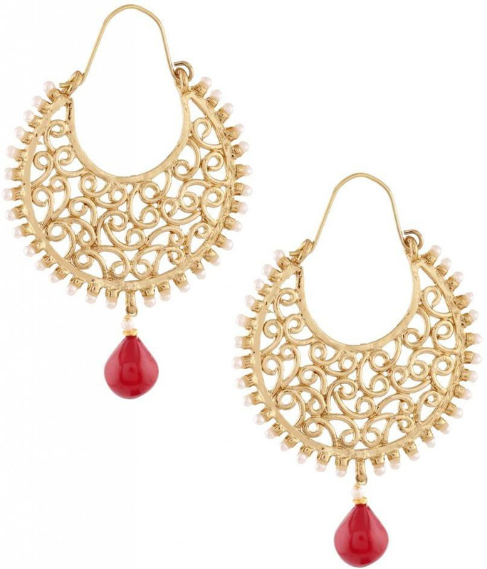 the jewelbox Filigree Chaand Red Bali Copper Hoop Earring