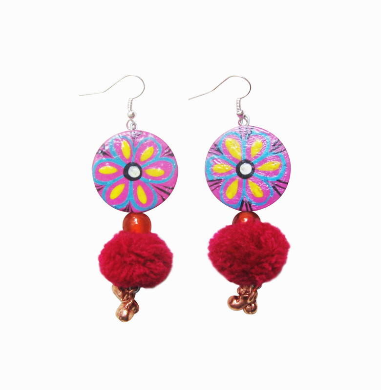 Juhi Malhotra Pretty Pink Wood Drops & Danglers
