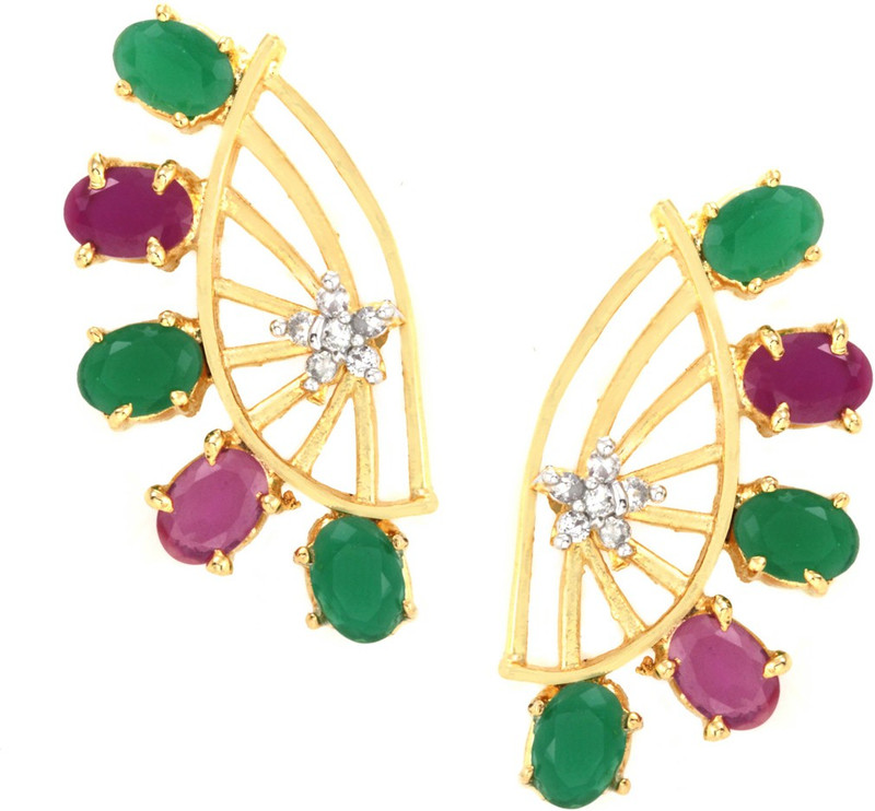 Alysa Zeinia Cubic Zirconia Brass, Copper, Silver Cuff Earring