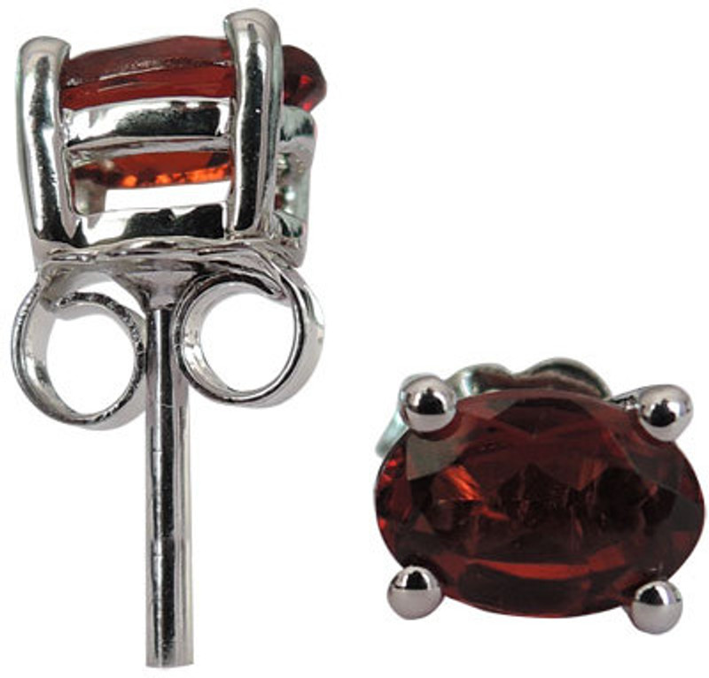 Pearlz Ocean 1.23 CTS, 6X4mm Oval Shape Genuine Garnet .925 Silver Stud Earring