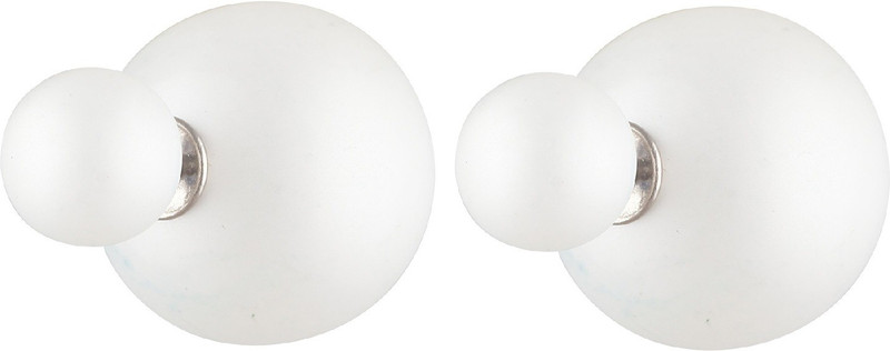 Aaishwarya White Frosted Double Alloy Stud Earring