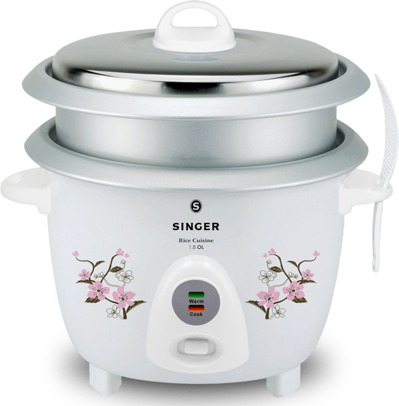 Singer Rice Cuisine 1.8 OL Electric Rice Cooker with Steaming Feature(1.8 L, White)