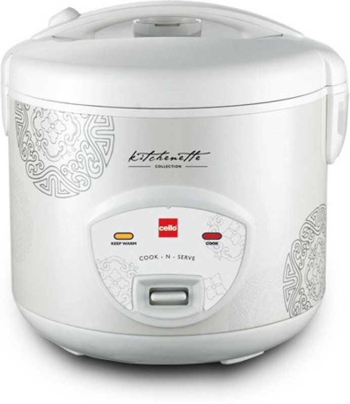 Cello Cook-N-Serve Electric Rice Cooker(1.8 L, White)