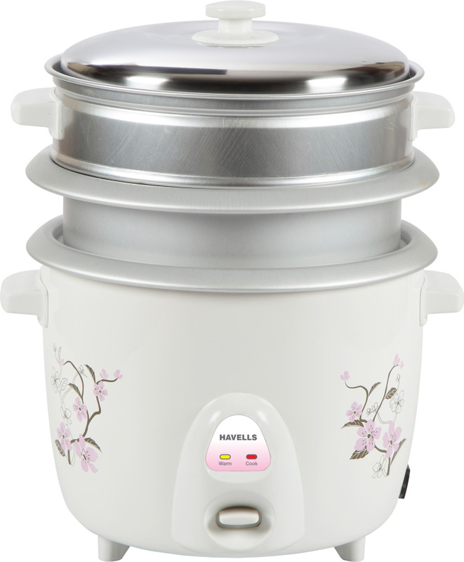 Havells Riso 2 Bowl 1.8 OL Electric Rice Cooker with Steaming Feature(1.8 L, White)