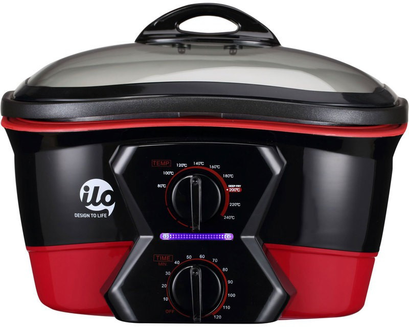Ilo 187141001 Egg Cooker, Deep Fryer, Air Fryer, Food Steamer, Rice Cooker(5 L, Red, Black, Pack of 4)
