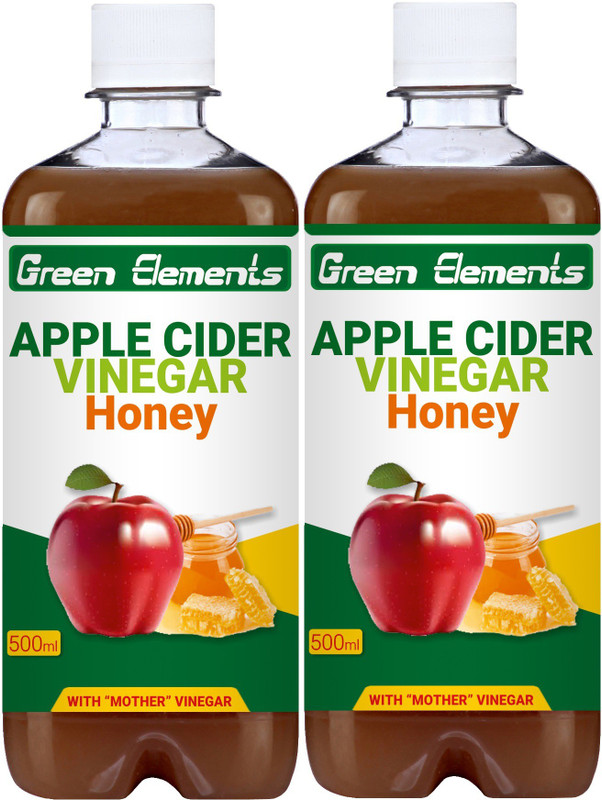 Green Elements Honey with the mother Apple Cider Vinegar(2x500 ml, Apple Flavored)