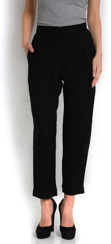 Indibelle Regular Fit Women Black Trousers