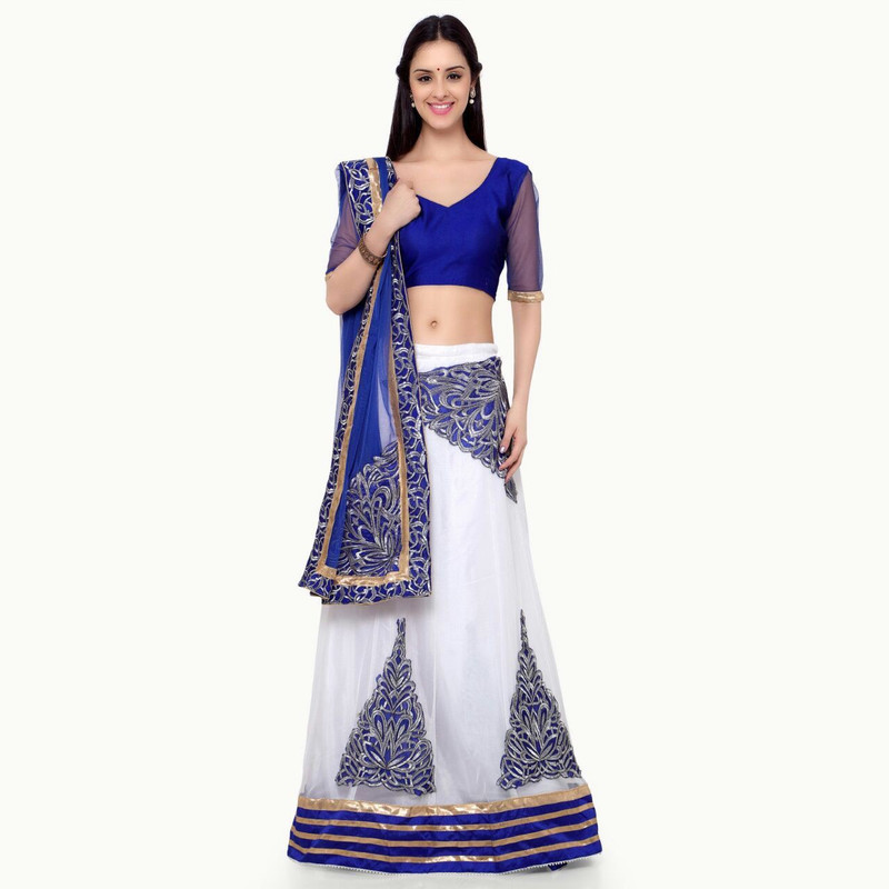 shrushti fashion Embroidered Semi Stitched Lehenga Choli(Blue)