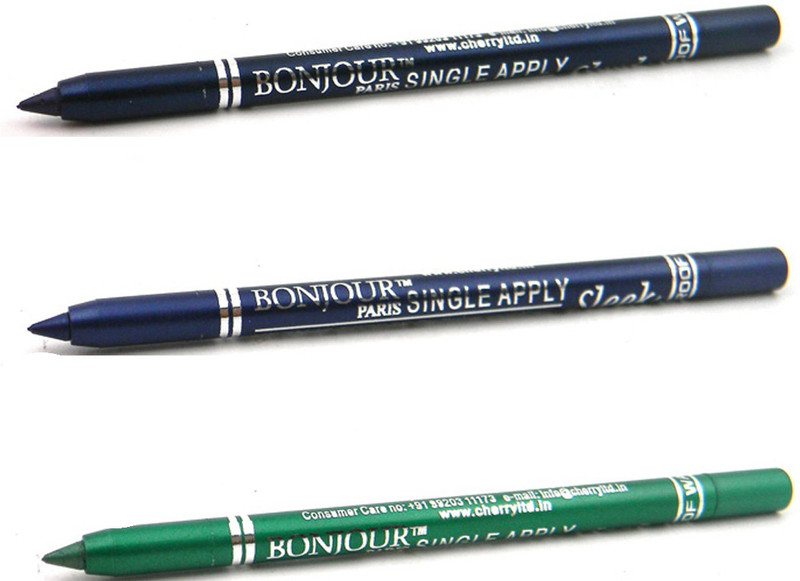 Bonjour Paris Single Apply 0107201668 Navy Blue-Party Blue-Pure Green Eye Liner 3.6 g(Navy Blue, Party Blue, Pure Green)