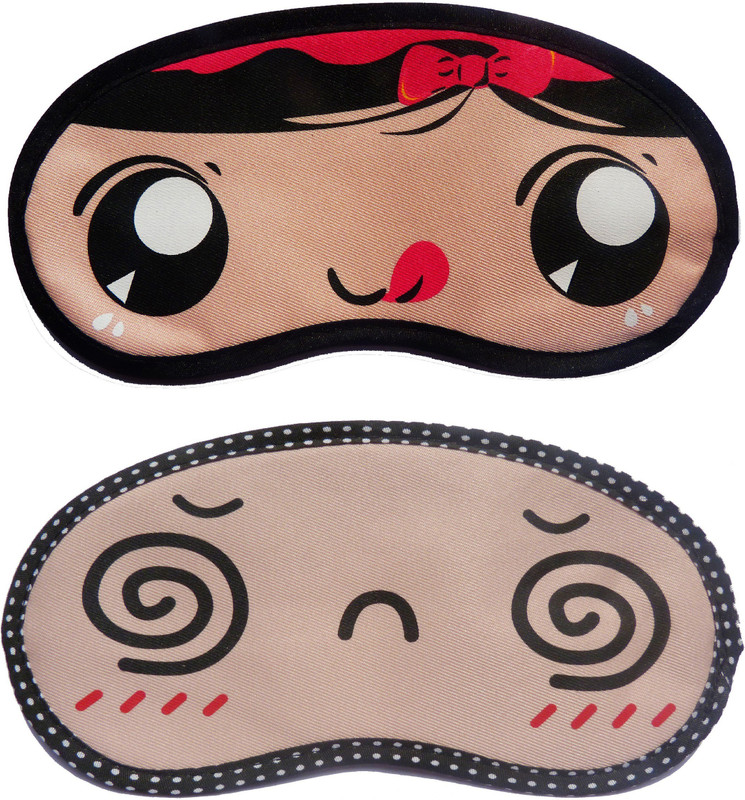 Jonty RedRibbon-Spiral Cartoon Travel Sleeping Eye Cover Blindfold (Pack of 2) Eye Shade(Multicolor)