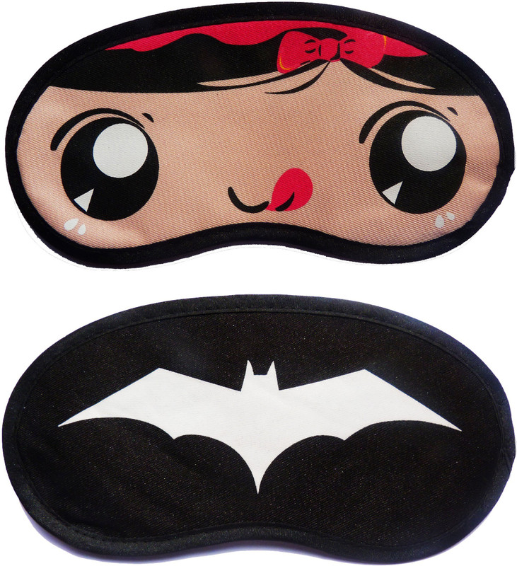Jonty RedRibbon-WhiteBat Cartoon Travel Sleeping Eye Cover Blindfold (Pack of 2) Eye Shade(Multicolor)