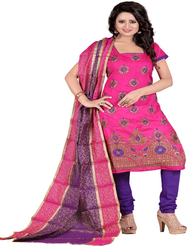 JHEENU Cotton Silk Embroidered Salwar Suit Material JHEENU Cotton Silk Embroidered Salwar Suit Material