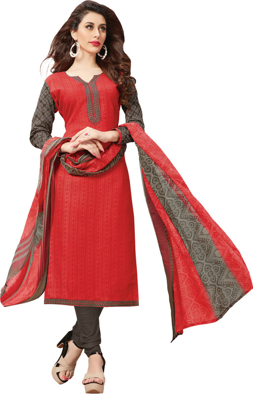 Women Latest Fancy Designer Salwar Suit Cotton Blend Printed, Embroidered Salwar Suit Material(Unstitched)