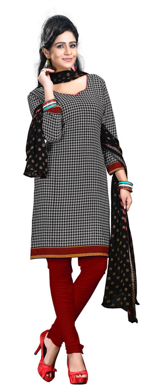 Jiya Poly Crepe Printed, Checkered Salwar Suit Material(Unstitched) Jiya Poly Crepe Printed, Checkered Salwar Suit Material(Unstitched)