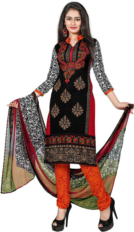 Manvaa Poly Crepe Printed Salwar Suit Material(Semi Stitched) Manvaa Poly Crepe Printed Salwar Suit Material(Semi Stitched)